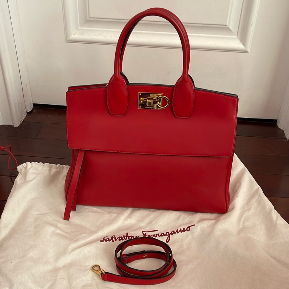 Salvatore Ferragamo Red Leather Studio Bag